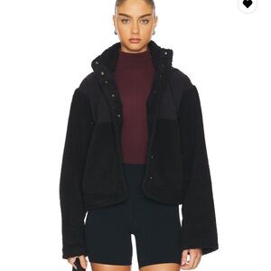 Lovers + Friends Black Peyton Sherpa Mixed Media Women’s Snap Jacket Sz S